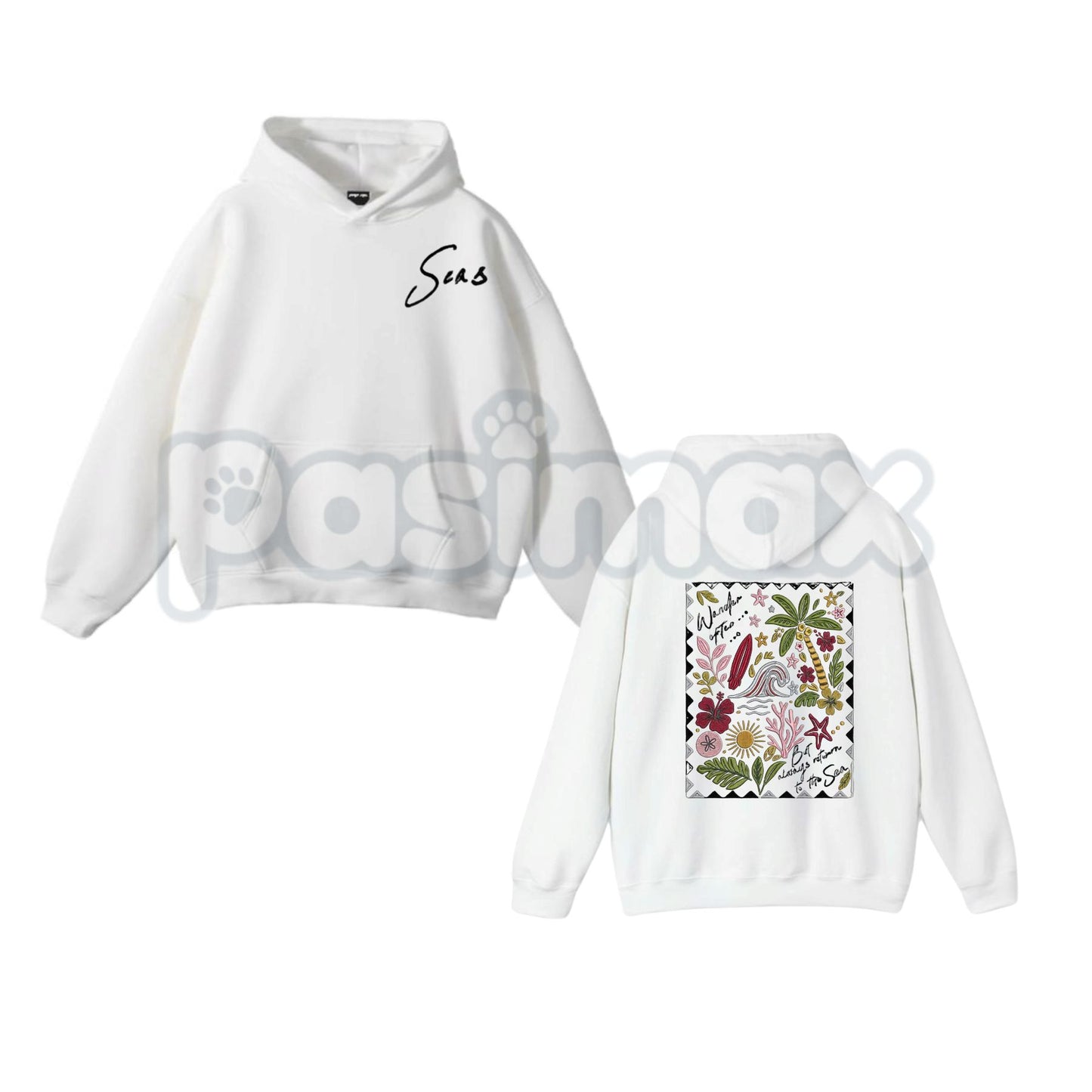 "The Sea" Embroidered Unisex Hoodie – Minimalist Coastal Aesthetic, Heavy Blend Comfort Sweater