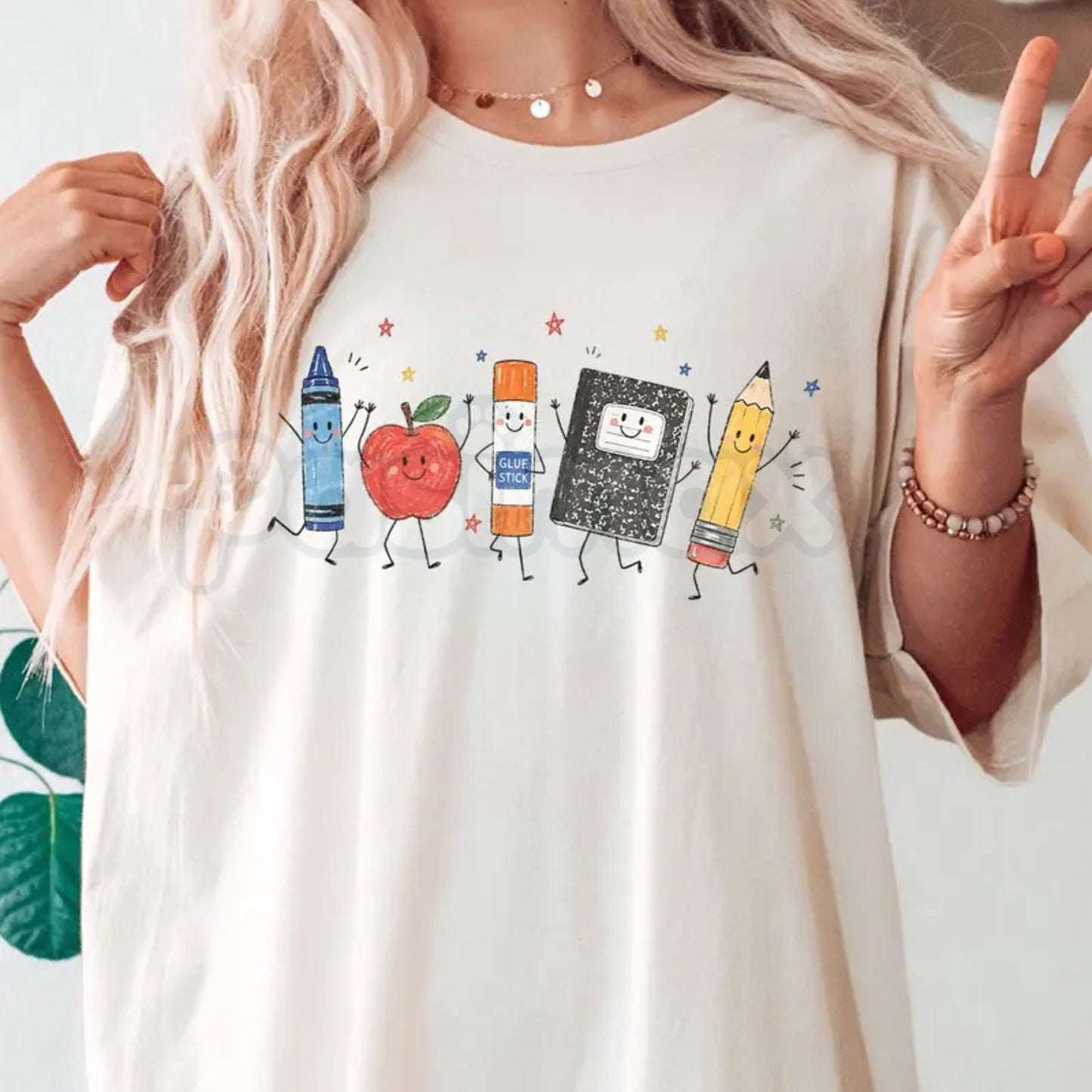 Comfort Colors® Vintage Back To School T-Shirt – Retro School Supplies Cartoon Graphic Tee, Aesthetic Kindergarten Teacher Crewneck First Day Of School Top