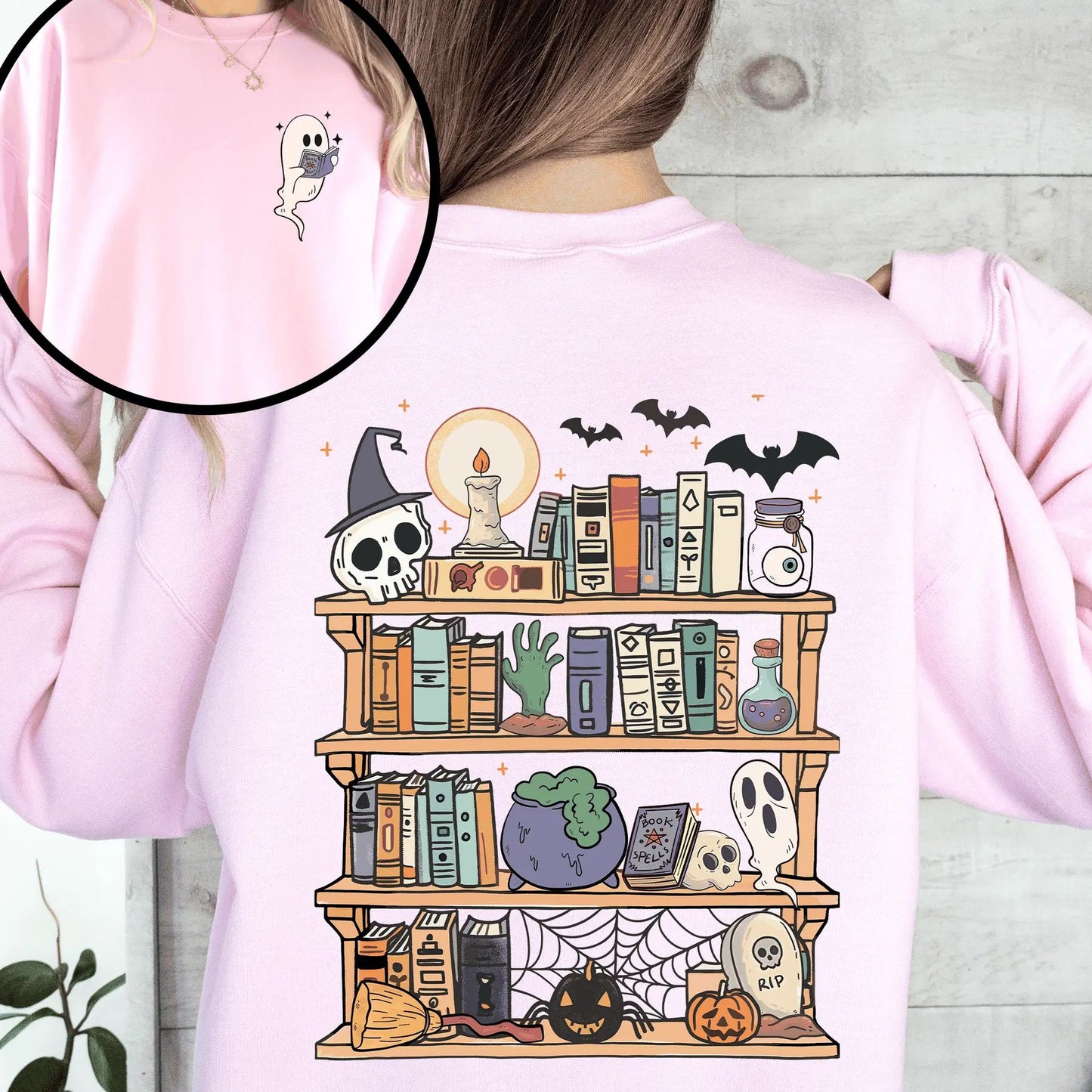 Reading Ghost Sweatshirt – Spooky Teacher & Library Halloween Top