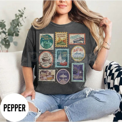 Comfort Colors® Vintage Theme Park Stamps T-Shirt – Retro 2026 Castle Family Matching Trip Shirt, Happy Ever After Land Graphic Tee, Wildest Ride Gift