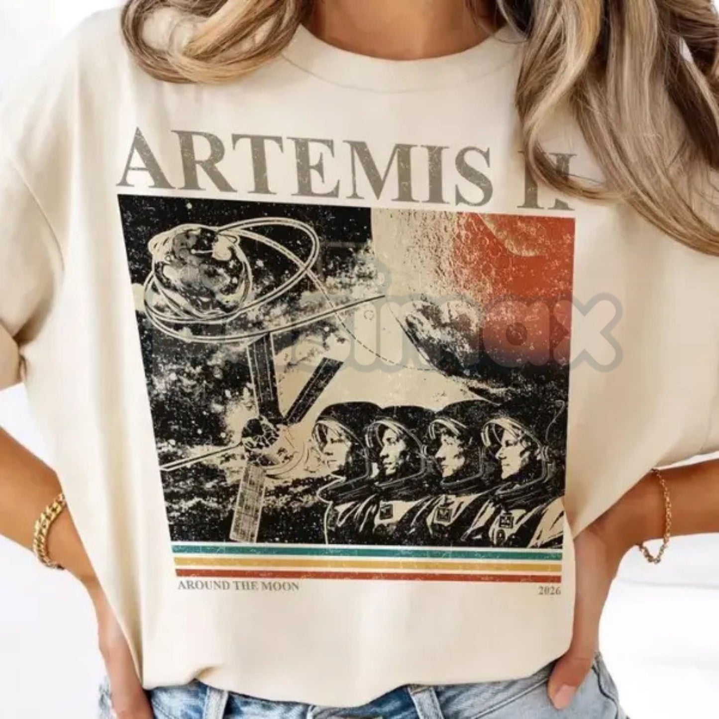 Comfort Colors® Artemis II "Around The Moon" T-Shirt – Vintage NASA Space Mission Tee, Retro Artemis 2 Graphic Shirt, Science & Astronomy Fan Gift