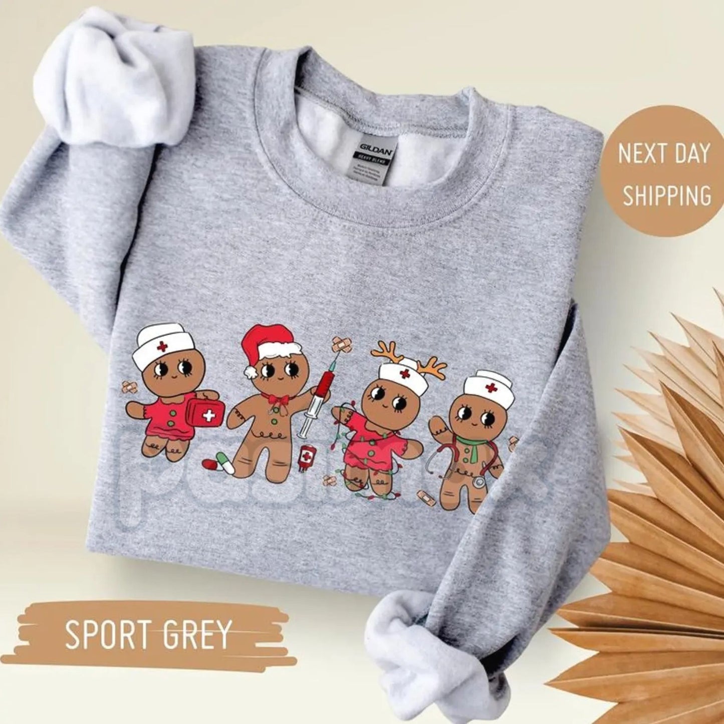 Gingerbread Christmas Nurse Sweatshirt | Cute Holiday Medical Crewneck | RN LPN Gingerbread Man Jumper | Festive Xmas Gift