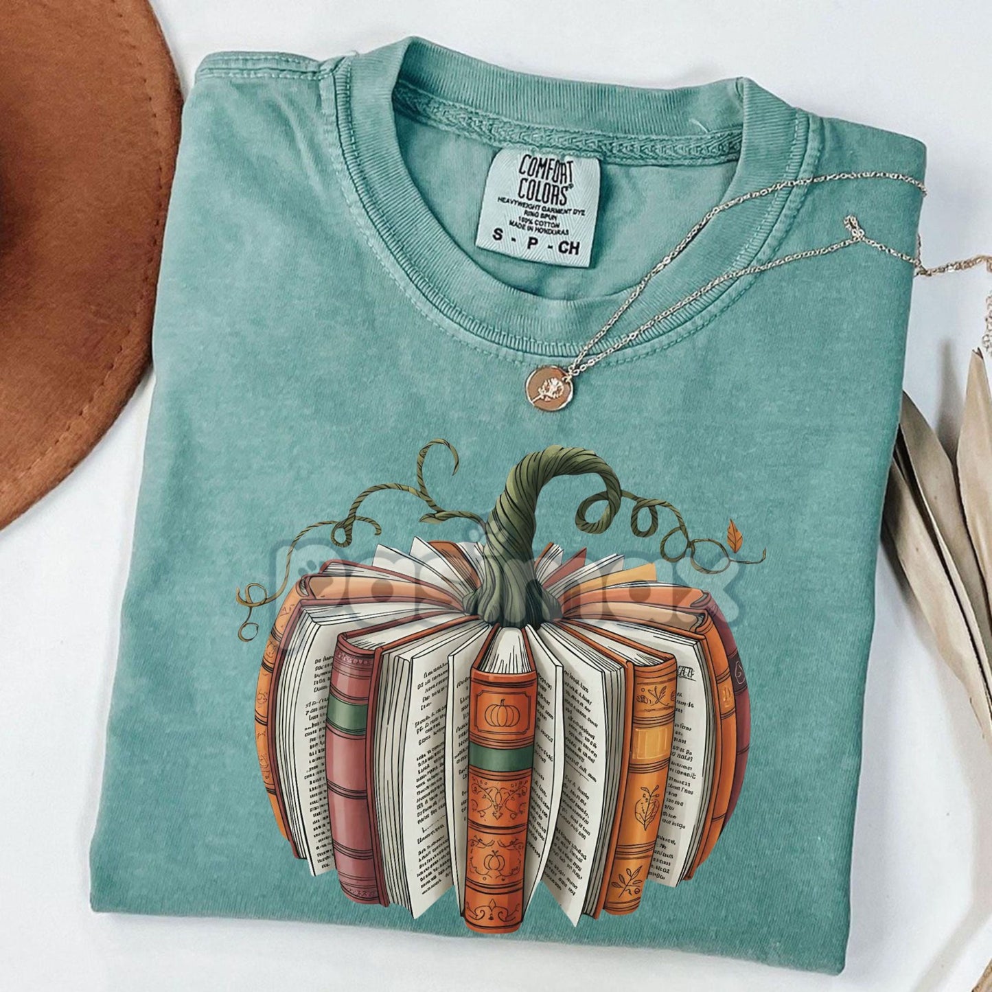 'Made With Books' Fall Pumpkin T-shirt – Book Lover Gift, Librarian Tee, Teacher School Shirt, Cozy Autumn Apparel
