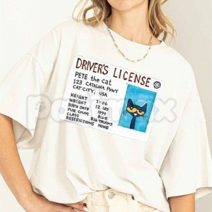 Petee The Cat Funny Driver Shirt – Groovy Childhood Cartoon Graphic Tee, Unisex Cotton Retro Character T-Shirt