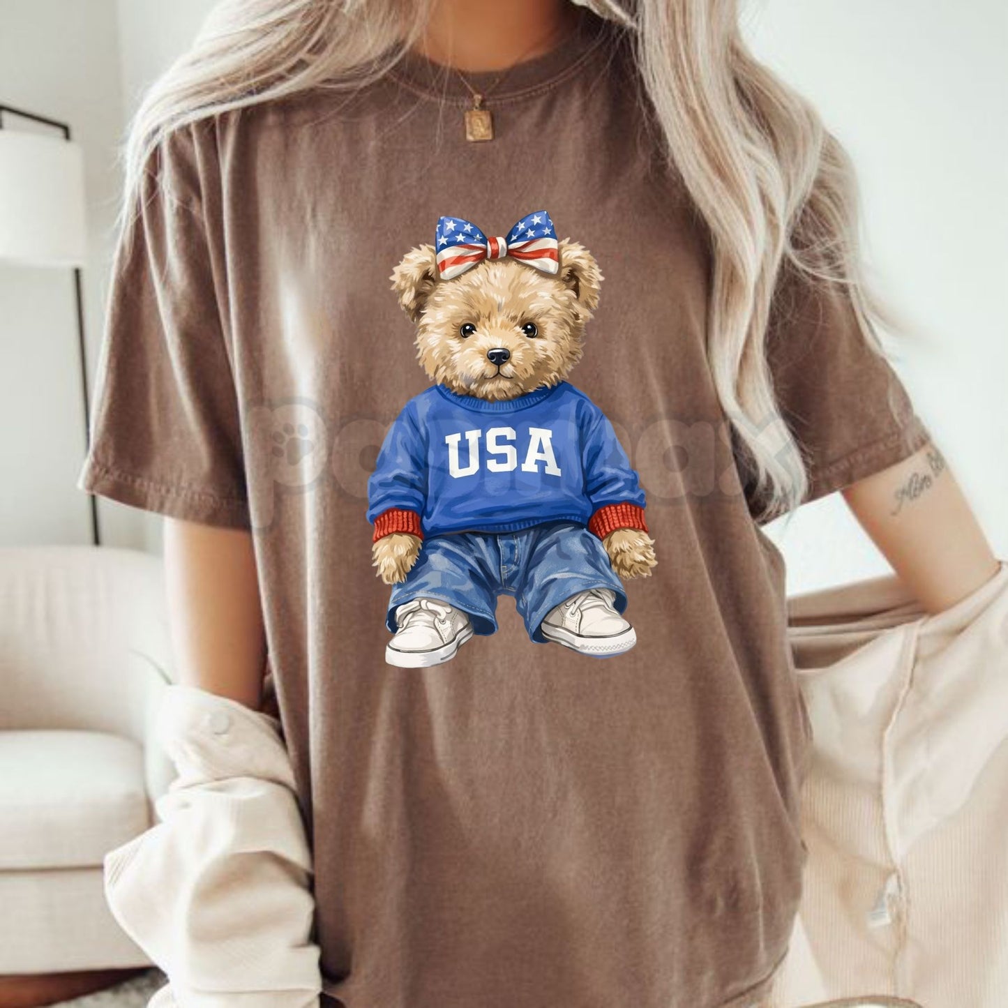 Comfort Colors® USA Bear T-Shirt – Trendy Mama Bear Patriotic Tee, Aesthetic American Wilderness Shirt, Retro 250th Anniversary USA 2026 Gift