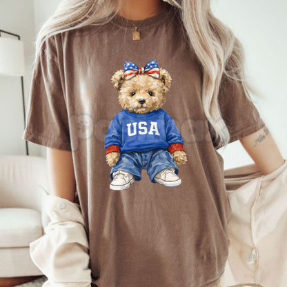 Comfort Colors® USA Bear T-Shirt – Trendy Mama Bear Patriotic Tee, Aesthetic American Wilderness Shirt, Retro 250th Anniversary USA 2026 Gift