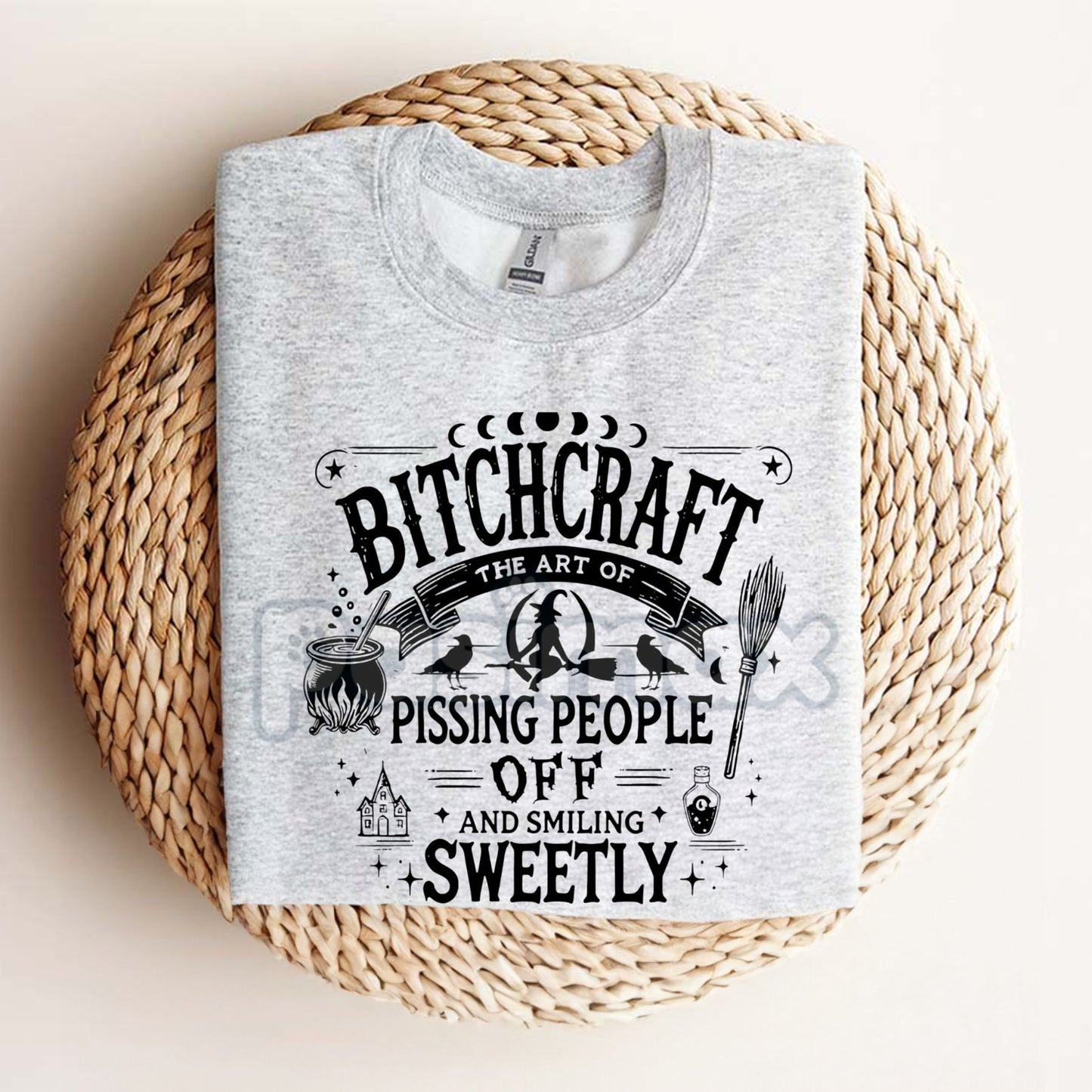 Bitchcraft Adult Humor Casual T-Shirt - Softstyle Halloween Unisex Tee, Witchy Slogan Shirt