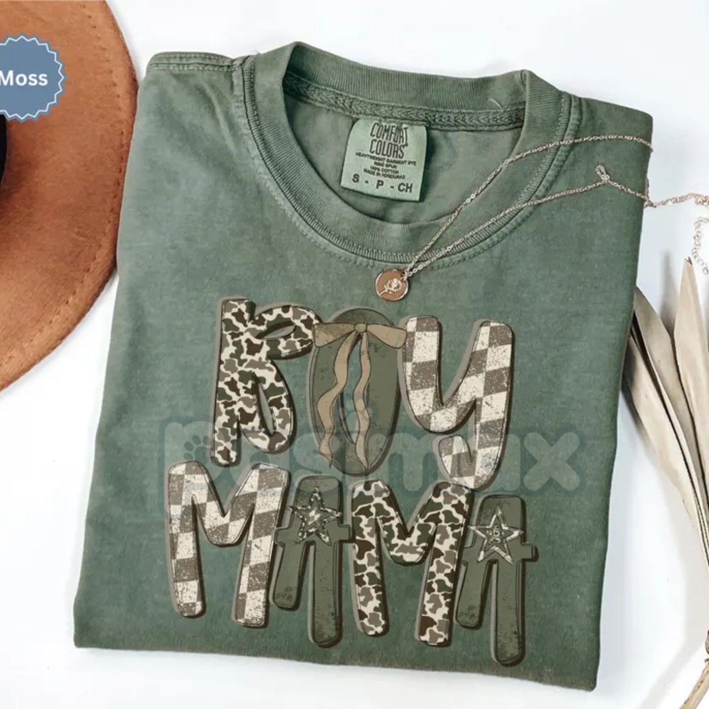 Comfort Colors® Distressed Camo Boy Mama T-Shirt – Western Bolt Camouflage Tee, Retro Boy Mom Graphic Shirt, Vintage Mother's Day Gift