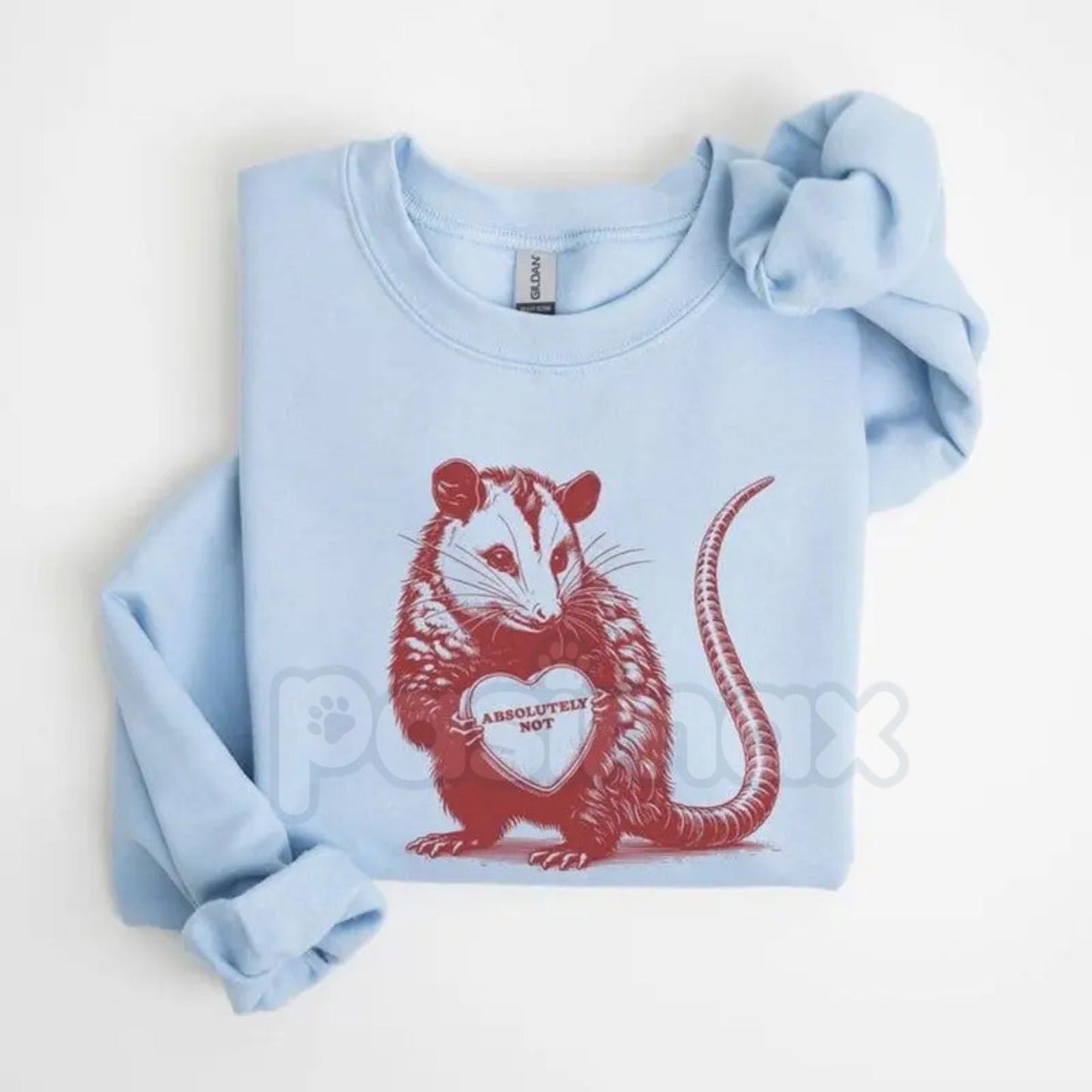Absolutely Not Opossum Meme Sweatshirt | Vintage Animal Heart Crewneck | Funny Possum Lover Gift | Sarcastic Opossum Graphic Jumper | Retro Trash Cat Pullover | Weird Core Aesthetic Shirt