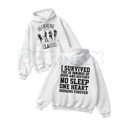 18 Innings of Agony & Glory Hoodie – Epic Baseball Marathon Graphic Pullover, Nostalgic Sports Memory Sweatshirt, Unisex Heavy Blend