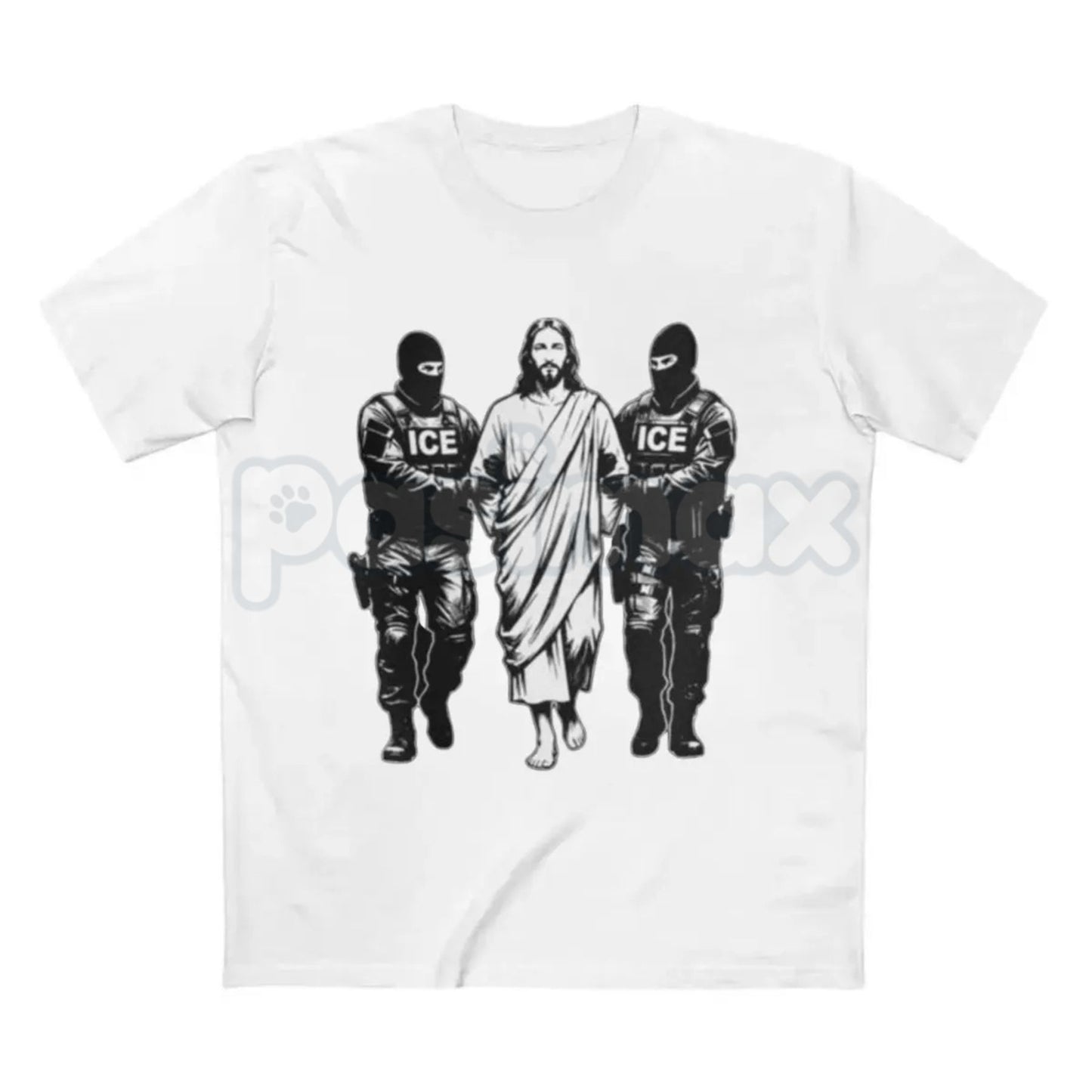 Jesus Arrested Parody Anti-ICE T-Shirt - Religious Political Satire Tee, Social Justice Immigration Reform Shirt, Christian Activist Graphic Apparel, Subversive Faith-Based Human Rights Top