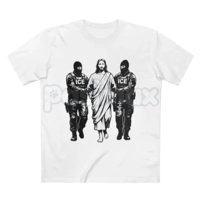 Jesus Arrested Parody Anti-ICE T-Shirt - Religious Political Satire Tee, Social Justice Immigration Reform Shirt, Christian Activist Graphic Apparel, Subversive Faith-Based Human Rights Top
