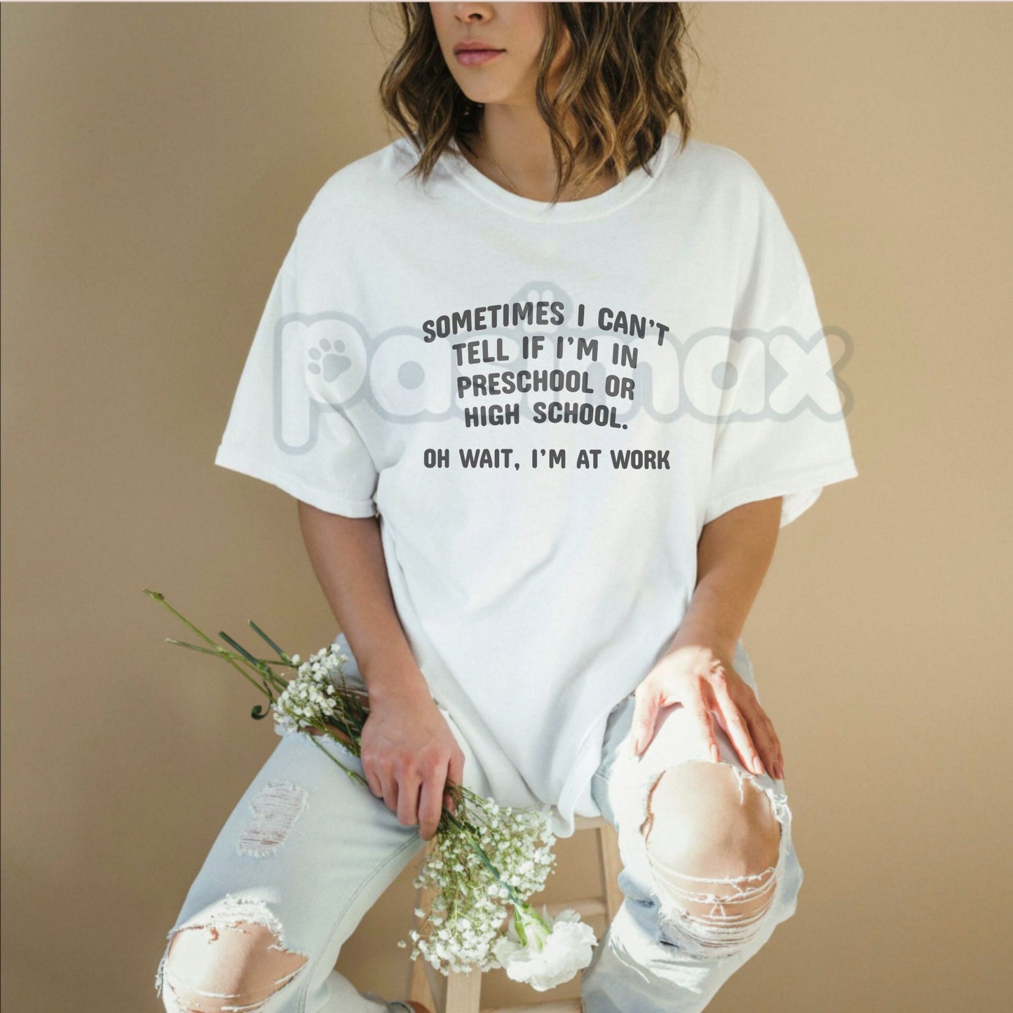 "Oh Wait I’m At Work" Funny Teacher T-Shirt – Preschool & High School Office Humor Graphic Tee, Premium 100% Cotton Classroom Top, Soft Lived-In Heavyweight Educator Shirt, Made in USA