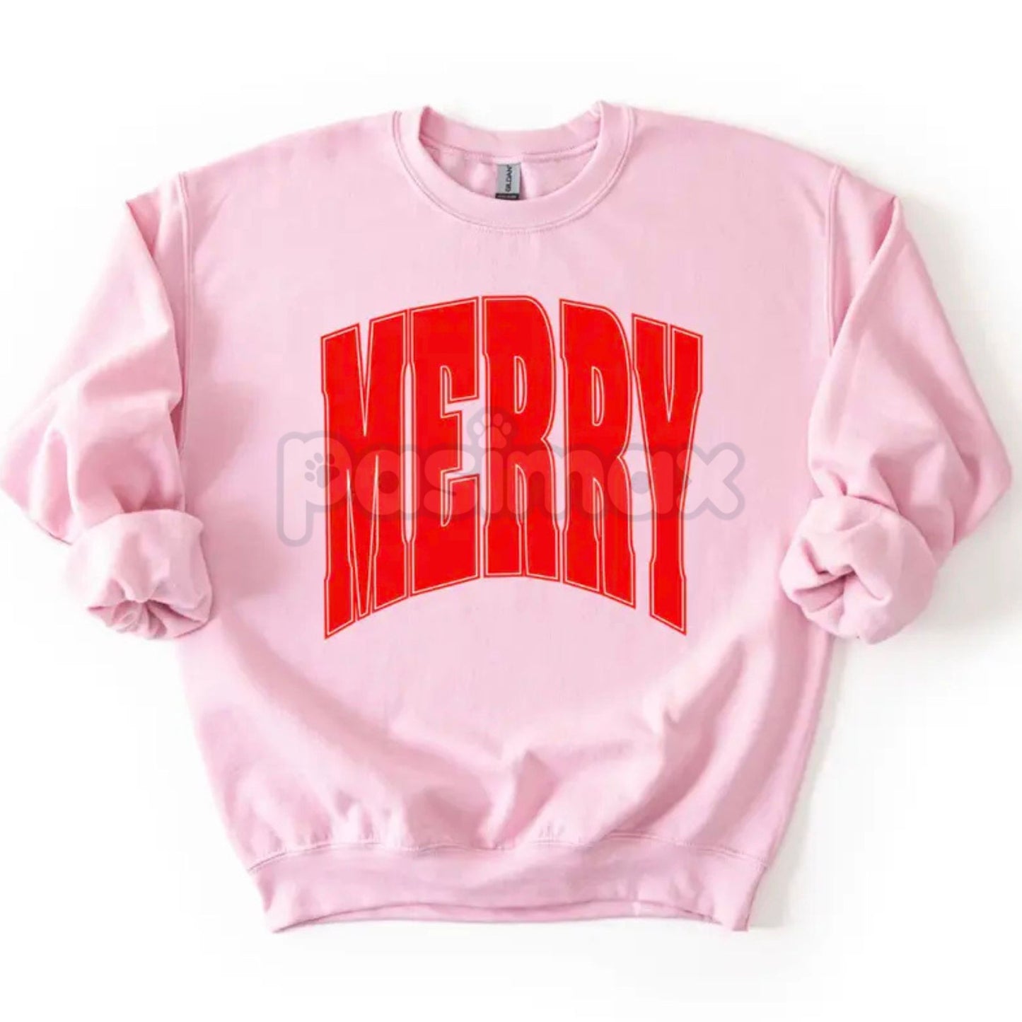Merry Oversized Print Christmas Sweatshirt – Festive Bold Graphic Holiday Crewneck