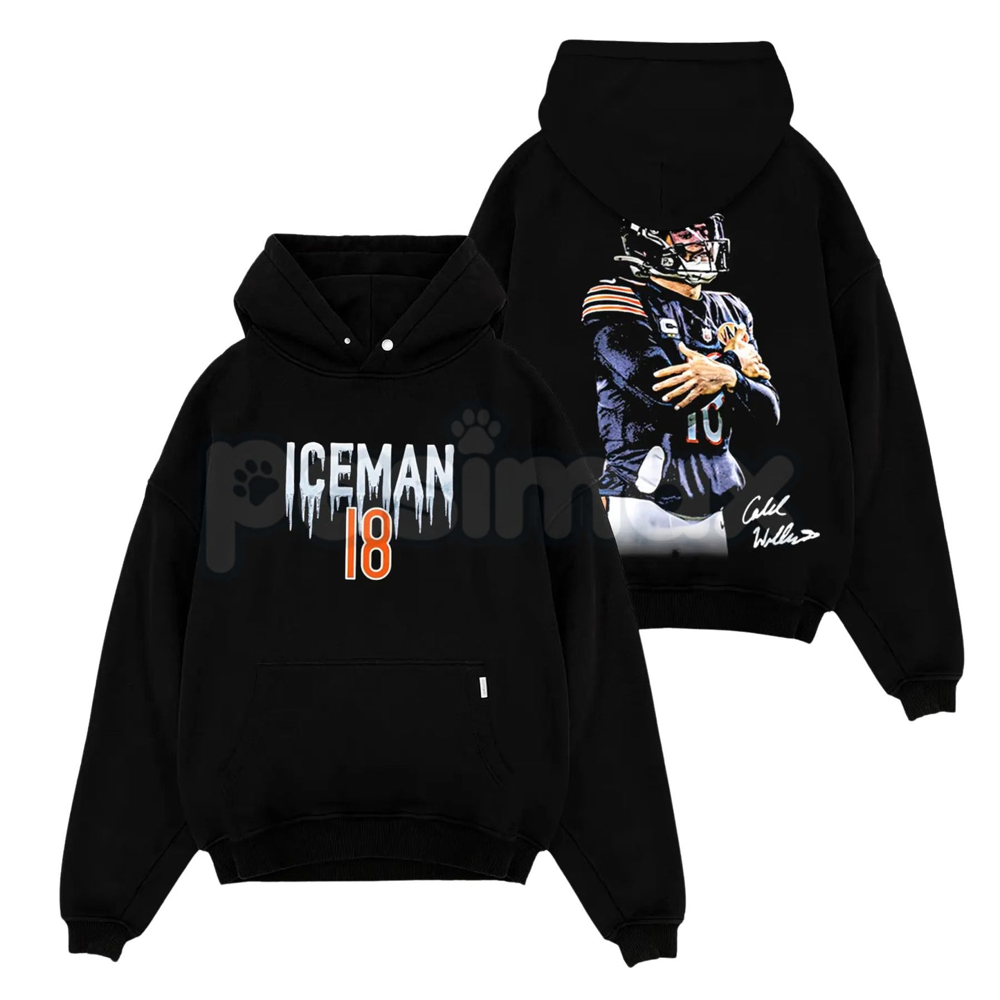 Caleb Williams 18 – Iceman 'Cold' Celly For Da Bears Cotton Hoodie, Sweatshirt & T-Shirt