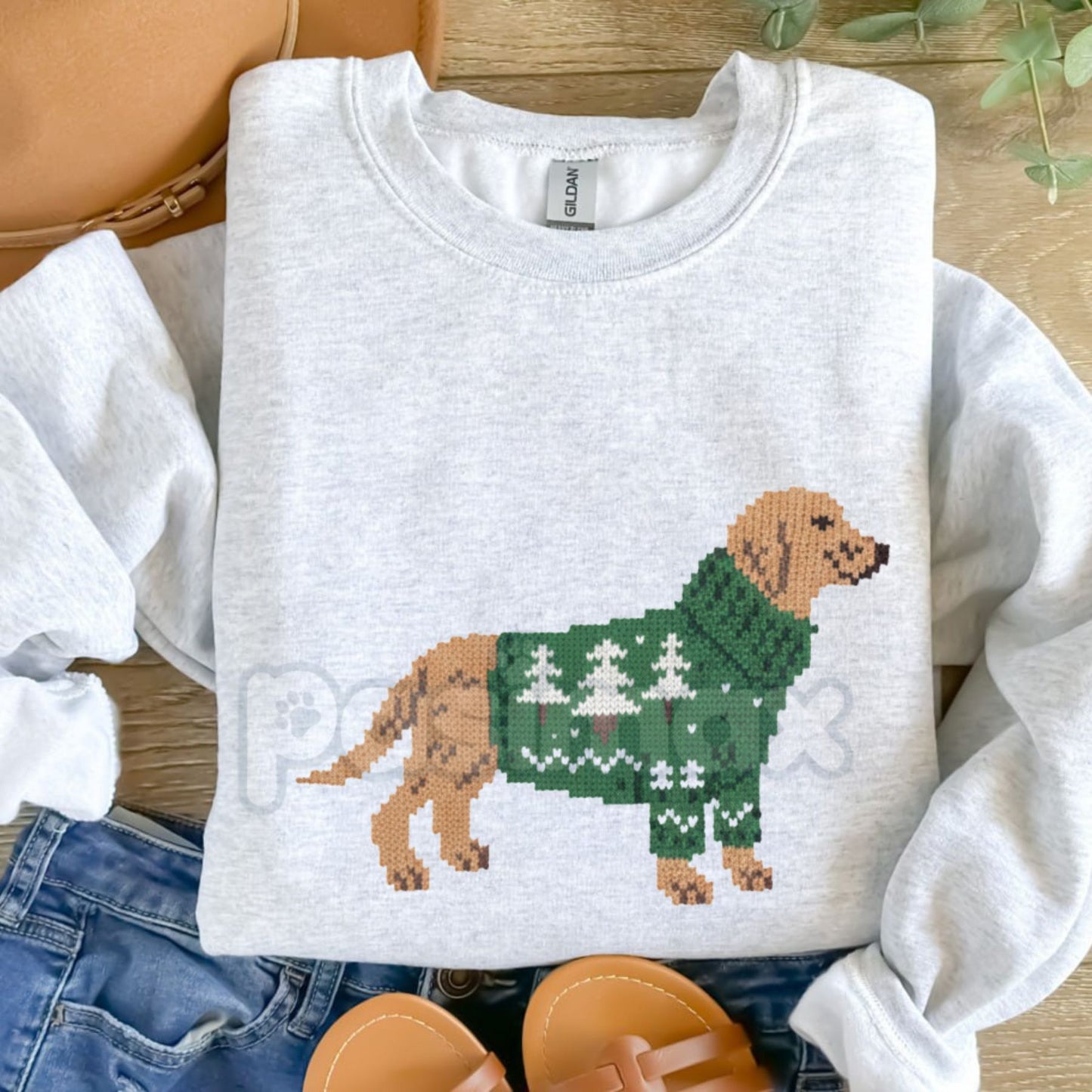 Brinkley Dog in Holiday Sweater Pullover – Cute Festive Pet Graphic Sweatshirt