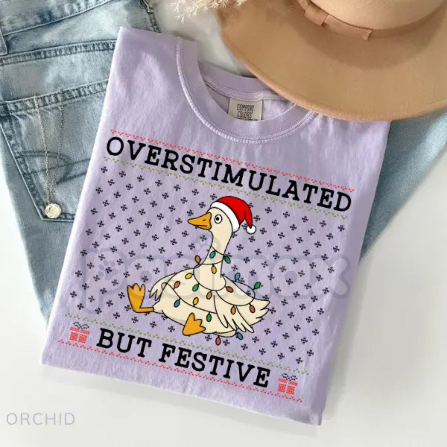 Comfort Colors® 'Overstimulated But Festive Goose' T-Shirt – Neurodivergent Christmas Tee, Funny Anxiety Humor Gift, Holiday Crewneck Alternative
