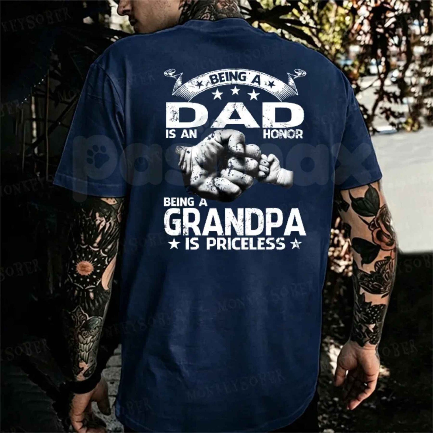 Being A Dad Is An Honor Being Grandpa Is Priceless Graphic T-Shirt – Mens Father's Day Cotton Tee