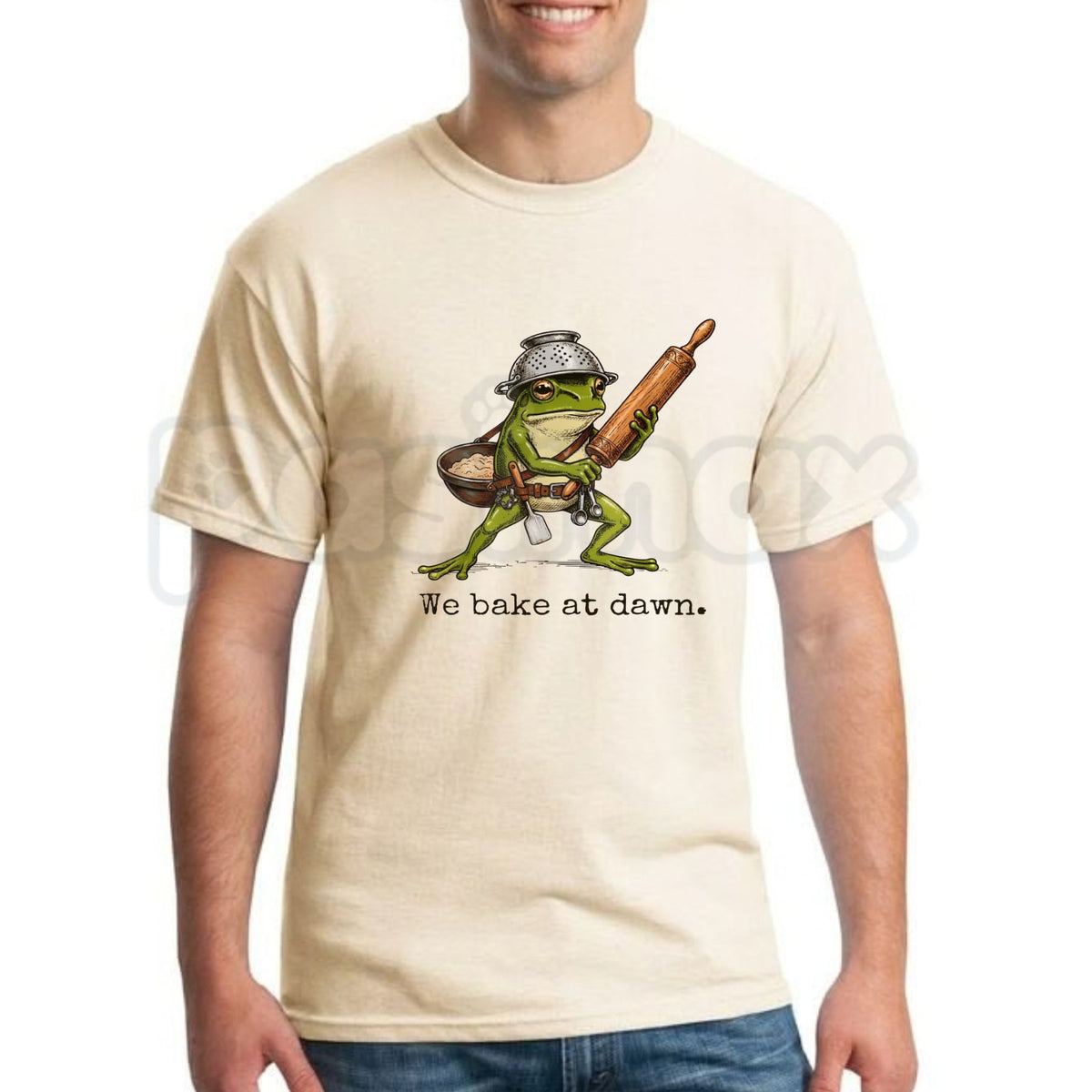 Comfort Colors® We Bake at Dawn Frog T-Shirt – Funny Cottagecore Baking Graphic Tee, Retro Cottagecore Baker Unisex Top & Gift