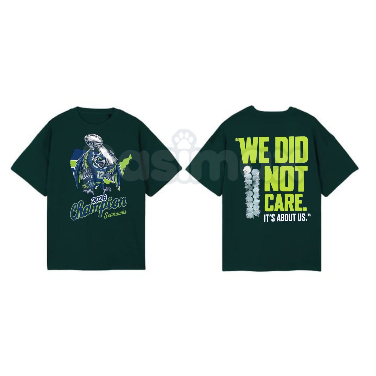 Seahawks 2026 "We Did Not Care" T-Shirt - Seattle Football Championship Fan Tee, Defiant 12th Man Graphic Shirt, Premium Heavyweight Unisex Hawks Apparel, 2026 Season Commemorative Top, Seattle Streetwear Sports Gift
