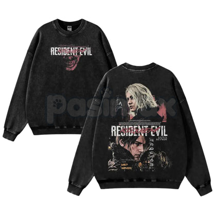 Leon S. Kennedy Operative Tee – Resident Evil Requiem RE9 Double-Sided Washed Cotton Oversized Graphic Shirt