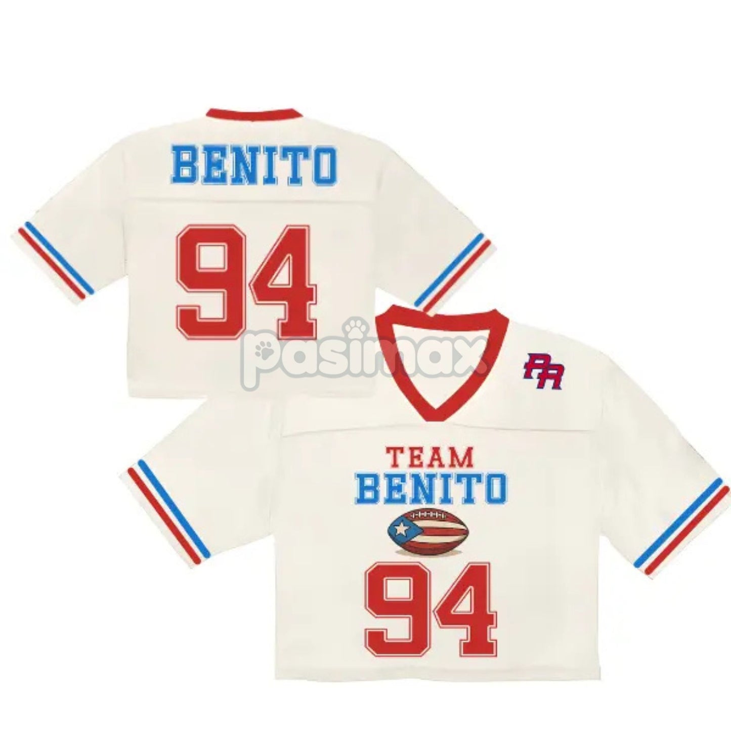 Team Benito Puerto Rico Crop Top Football Jersey – Bad Bunny Inspired Unisex Mesh Tee, PR Flag Streetwear Shirt