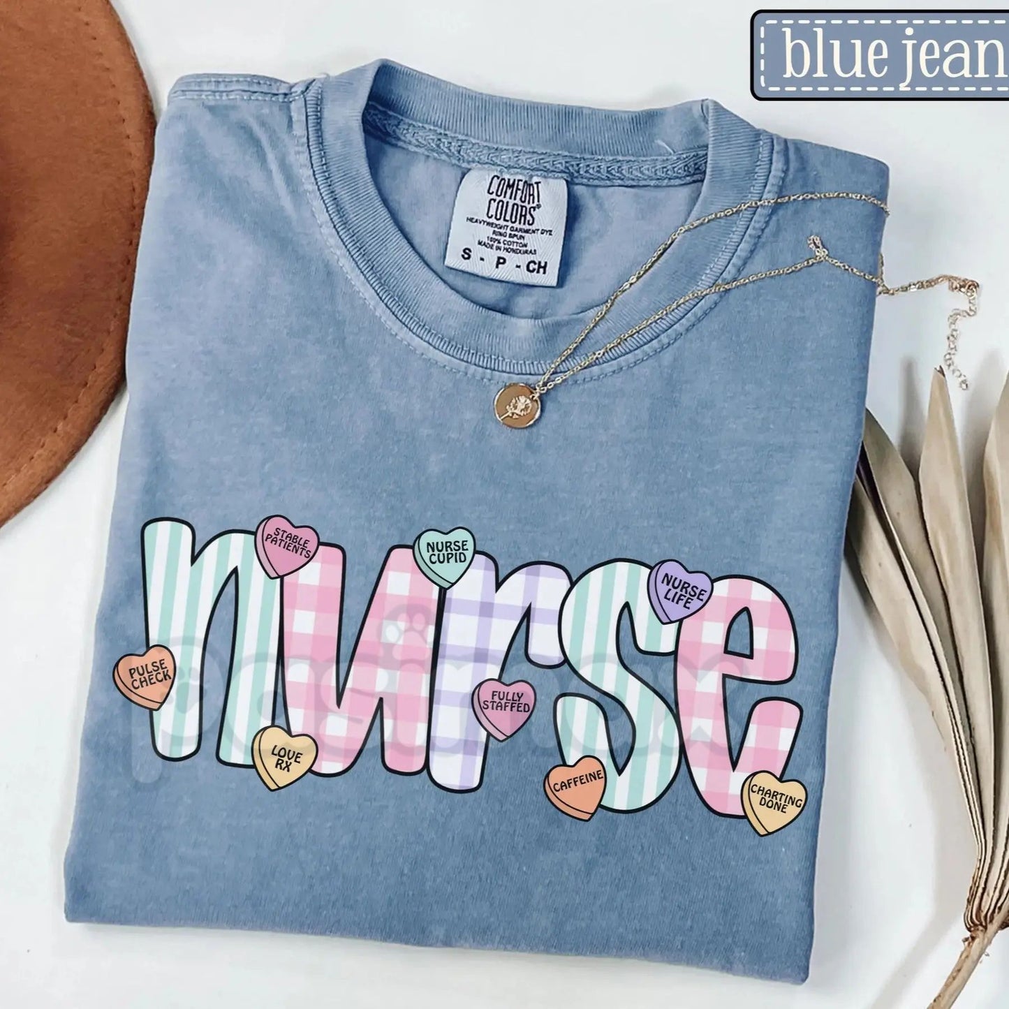 Comfort Colors® Groovy Nurse Valentine’s Tee – Retro Candy Heart Nursing Shirt, Boho Healthcare V-Day Gift, Vintage Pastel Medical T-Shirt