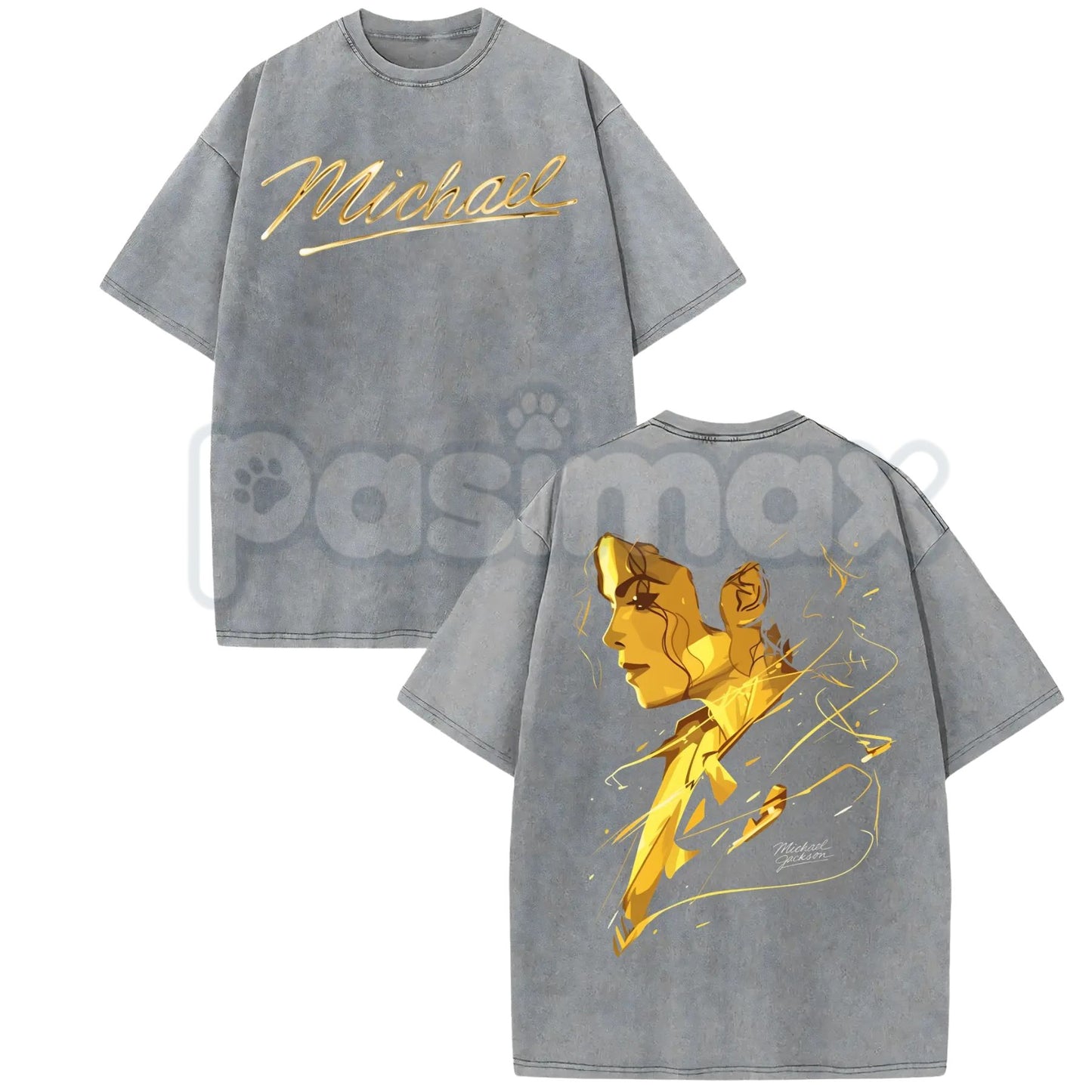 Michael Jackson King of Pop Double-Sided T-Shirt – Vintage Washed MJ Graphic Tee, Lightweight Retro Cotton Music Legend Streetwear