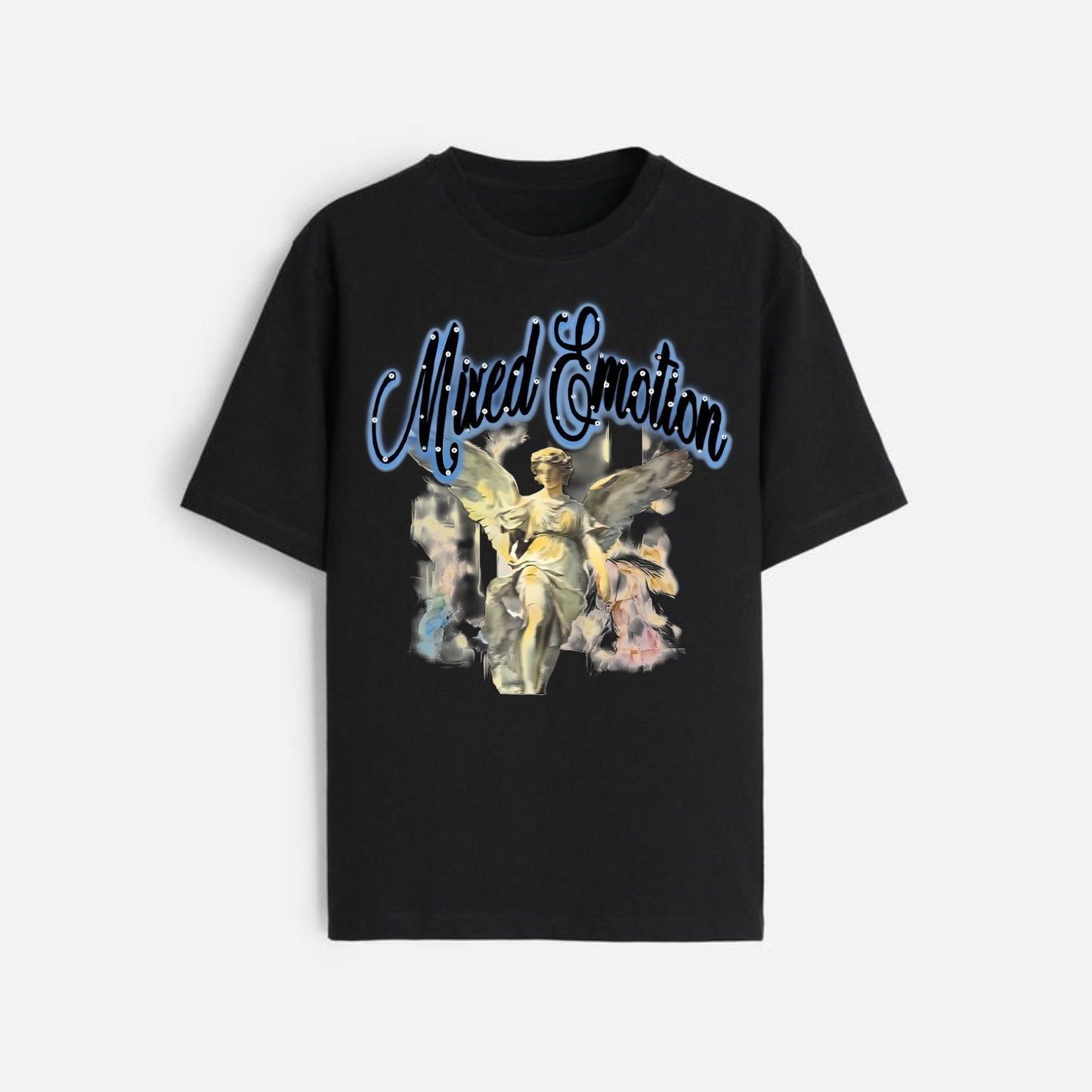 Y2K Street Style T-Shirt - Retro Angel & Flame Graphic Tee, Pure Cotton Hipster Apparel