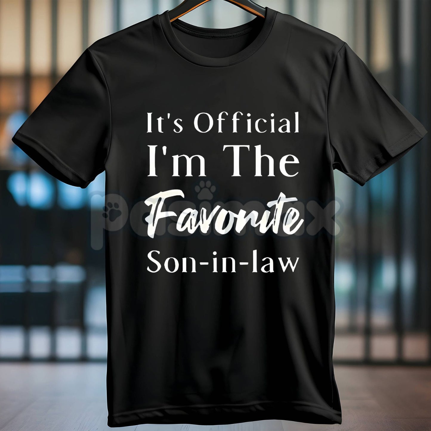 "Favorite Son-in-Law" Letter Pattern T-Shirt - Funny Round Neck Gift for Men, Best Son-in-Law Slogan Tee, Family Humor Apparel