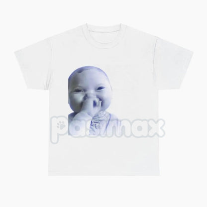 Viral AI Baby Laughing Meme Shirt - "Holding Back a Laugh" Tuff Tee, Funny Internet Culture Apparel, Relatable Humor Statement Shirt