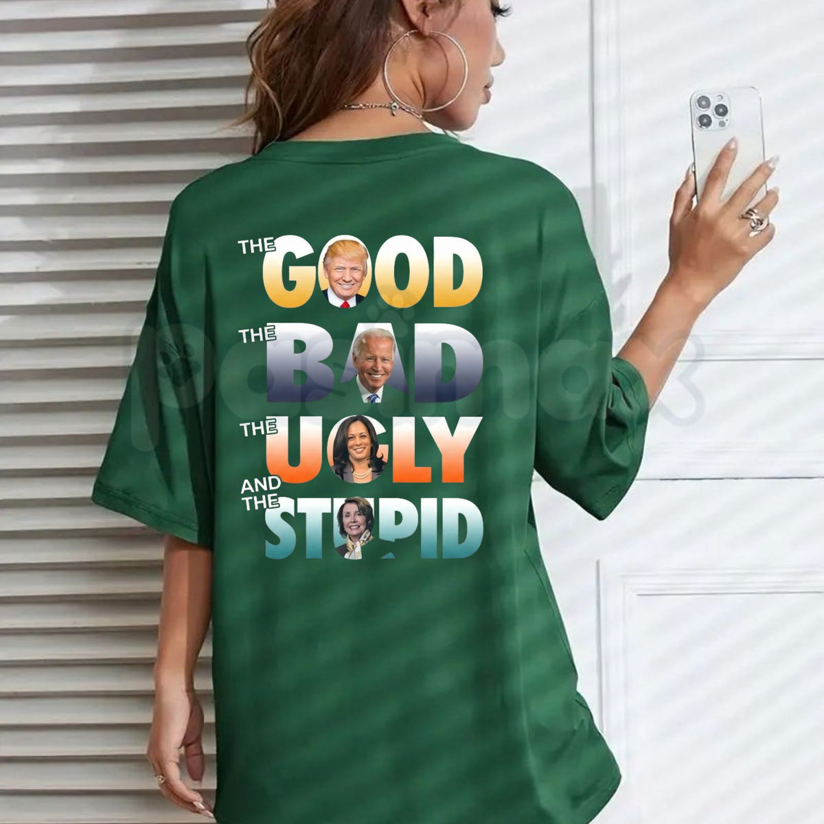 Funny The Good Trump The Bad Biden The Good The Bad The Ugly Lightweight Cotton T-Shirt