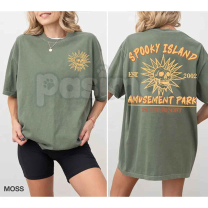 Comfort Colors® "Spooky Island" T-Shirt – Retro Halloween Nostalgia Graphic Tee, Y2K Horror Movie Aesthetic Unisex Top