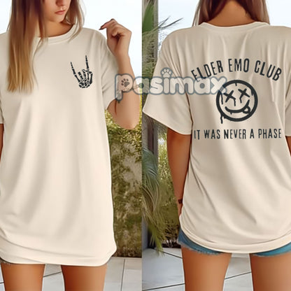 "Elder Emo" T-Shirt - "It Was Never a Phase" Emo Gift, Pop Punk Music Tee