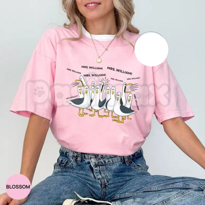 Comfort Colors® Custom Seagull Teacher T-Shirt – Funny Personalized Educator Tee, Aesthetic Bird Graphic Shirt, Sarcastic Classroom Humor Gift