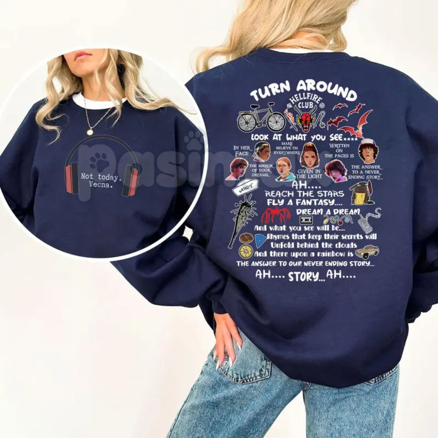 Funny Not Today Vecna Shirt Sweatshirt | Never Ending Story 2 Sides Jumper | Stranger Things Retro Quote Crewneck | Max Mayfield Fan Gift