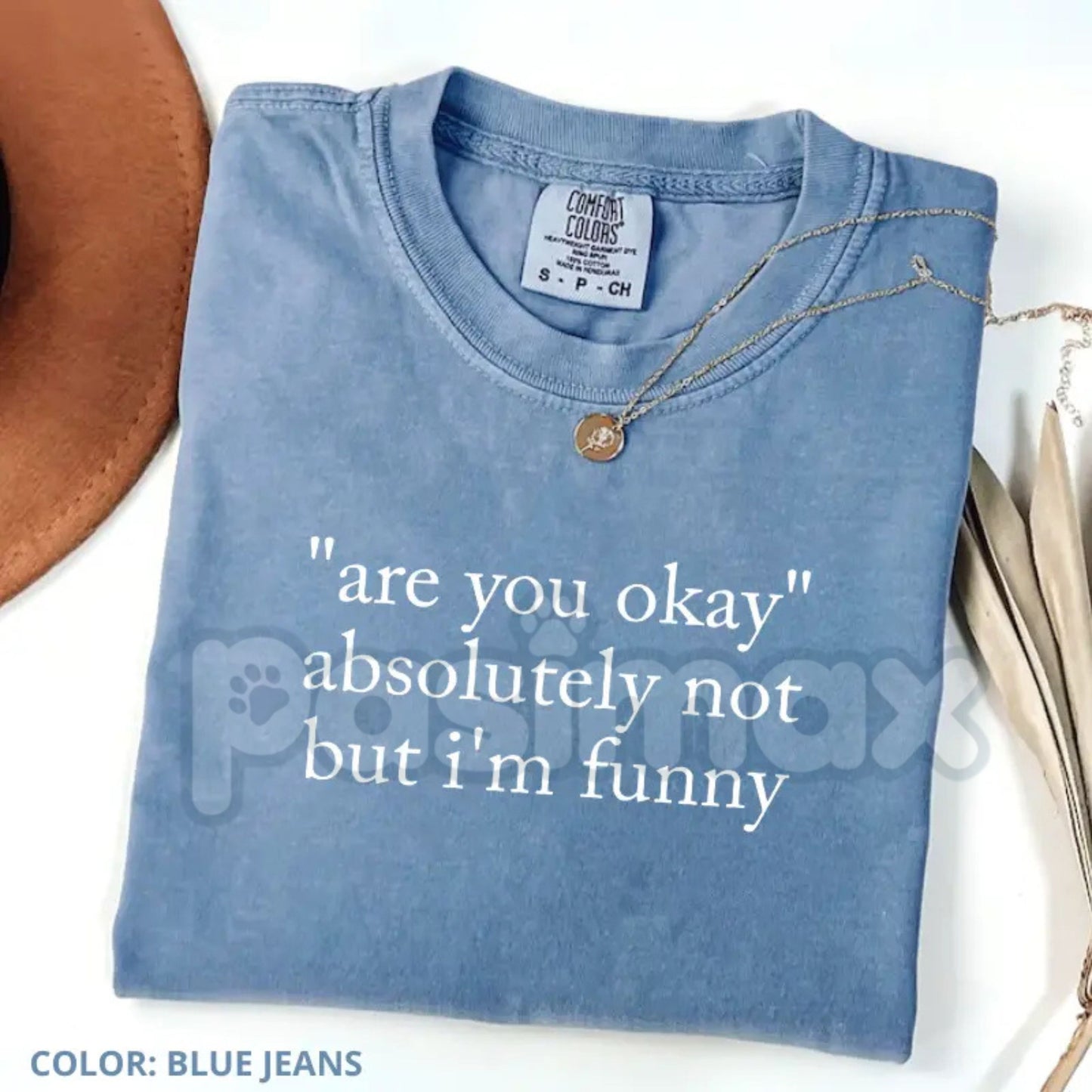 Comfort Colors® "Are You Okay Absolutely Not But I'm Funny" T-Shirt – Funny Sarcastic Quote Tee, Sassy Mental Health Humor Shirt, Trendy Aesthetic Graphic Top