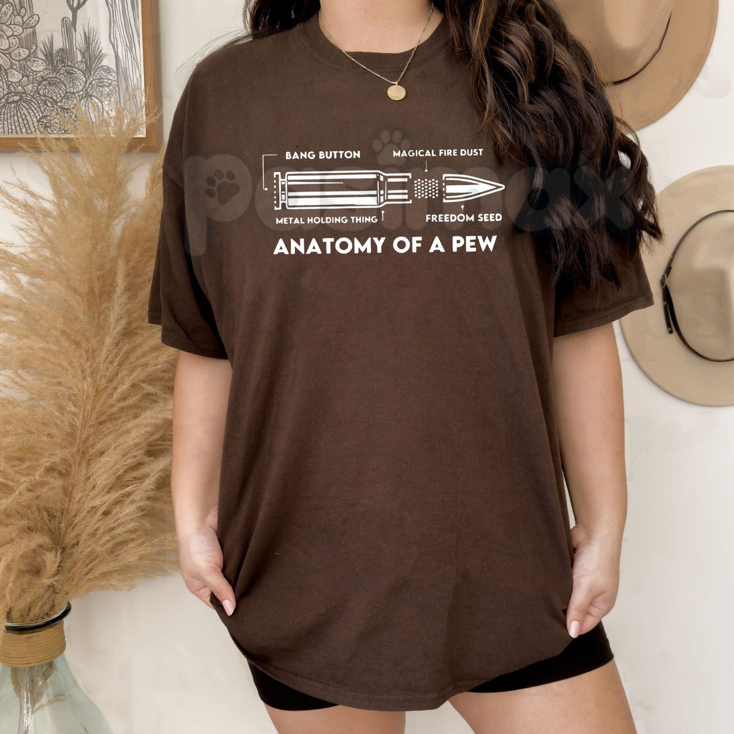 Anatomy of a Pew Funny Gun Humor T-Shirt - Shooting Sports Diagram Tee, Pro-Gun Sarcastic Apparel, Firearm Enthusiast Gift