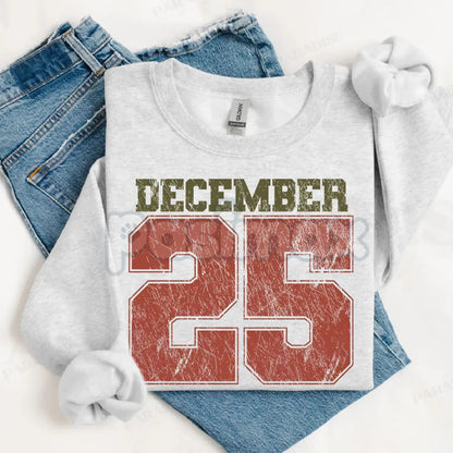 Retro December 25th Christmas Sweatshirt – Vintage Holiday Clothing Crewneck for Women