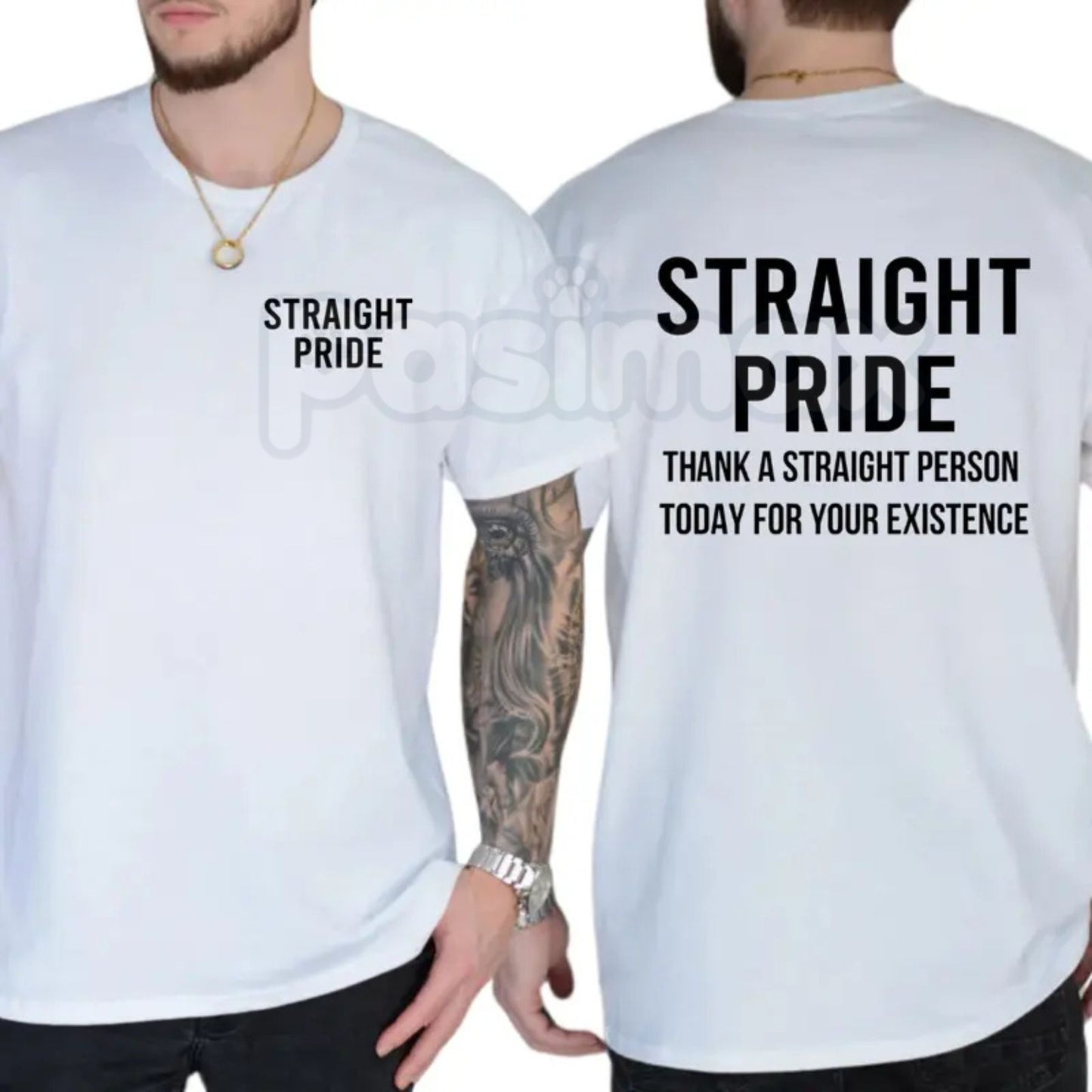 "Thank A Straight Person Today" Funny T-Shirt – Straight Pride Graphic Tee, Premium 100% Cotton Sarcastic Social Top, Soft Lived-In Heavyweight Conversation Starter Shirt, Made in USA