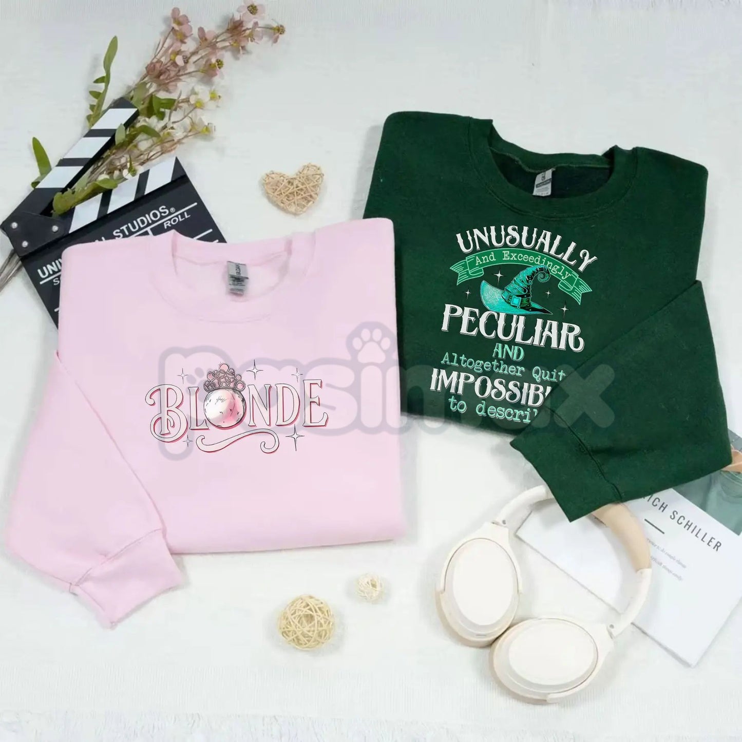 Matching Witchy Couples Sweatshirts | "Good Witch of the North" & "Exceedingly Peculiar" Shirts | Goth Cottagecore Magic Jumper Set