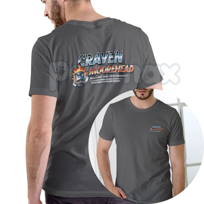 Craven Moorehead Machine and Performance T-Shirt - Funny Fake Name Shop Tee, Sarcastic Mechanic Graphic Shirt, Vintage Automotive Humor Apparel