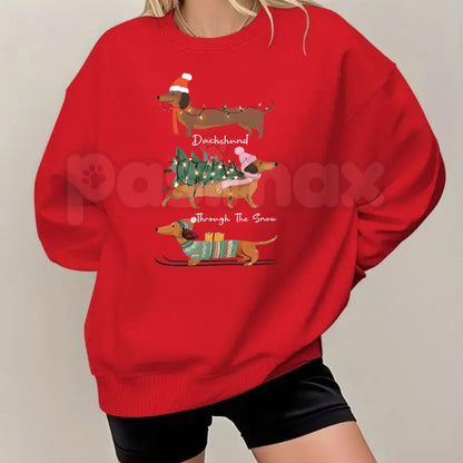 Christmas Wiener Dog Sweatshirt | Funny Dachshund Holiday Graphic Crewneck
