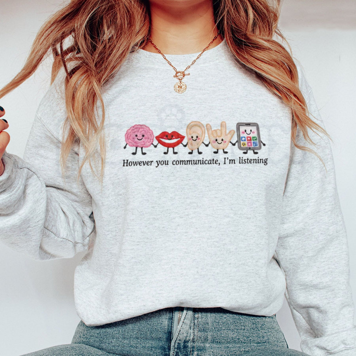 Speech Therapist Embroidered Sweatshirt – Custom SLP Crewneck Pullover