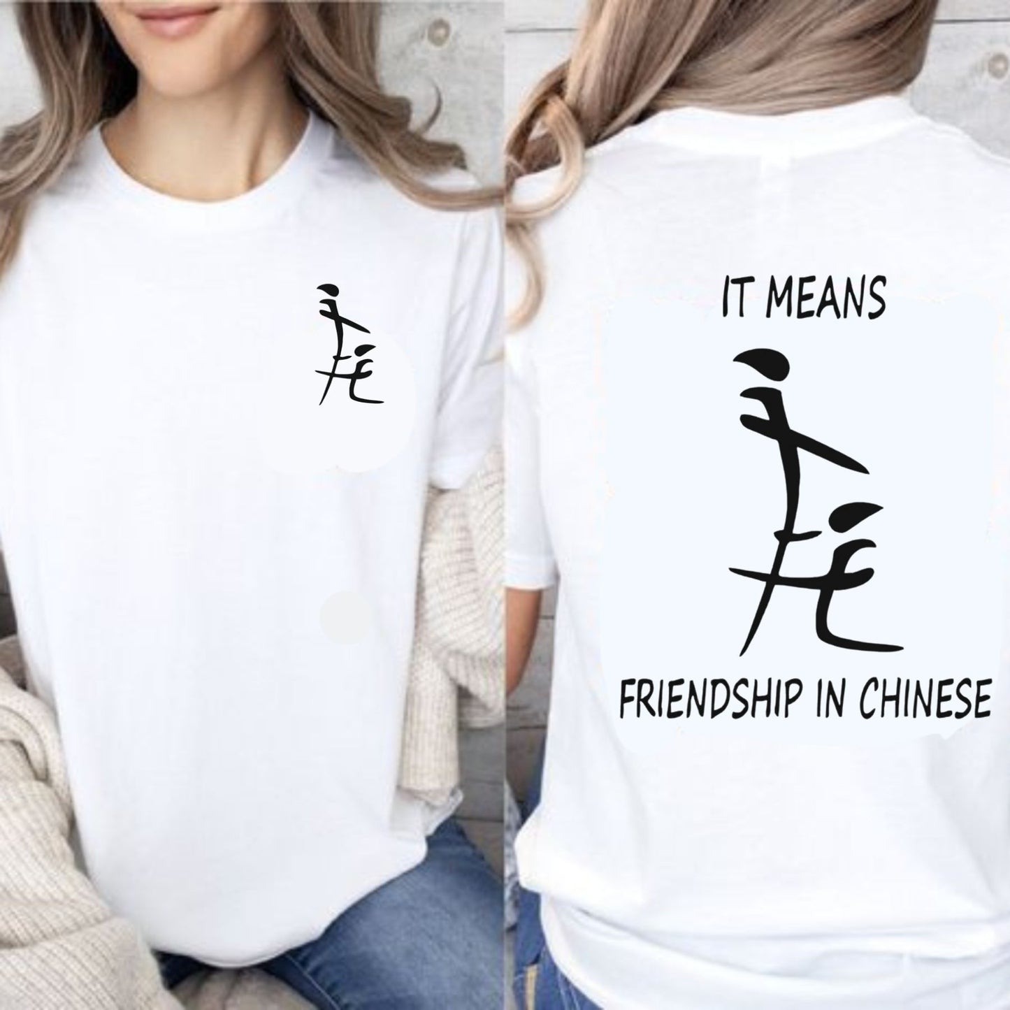 Chinese ‘Friendship’ Graphic Tee - Unisex Asian Culture Inspired T-Shirt, Meaningful Gift for Friends