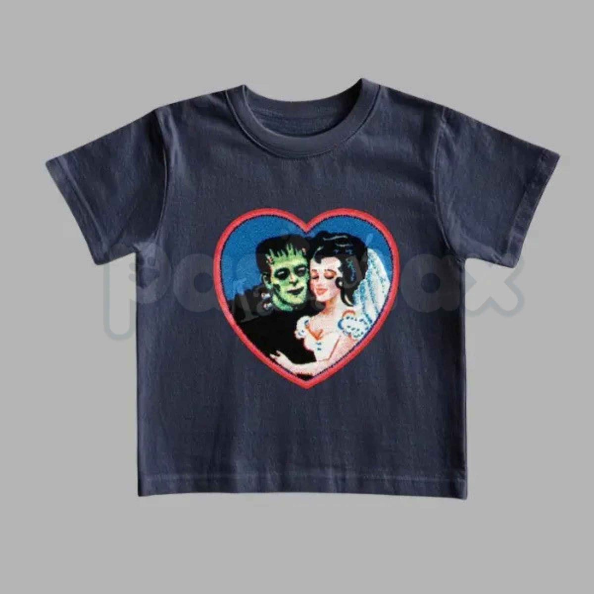 Retro Frankenstein Monster Graphic Tee – Y2K Dark Fantasy Vintage Baby Tee
