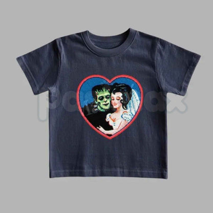 Retro Frankenstein Monster Graphic Tee – Y2K Dark Fantasy Vintage Baby Tee
