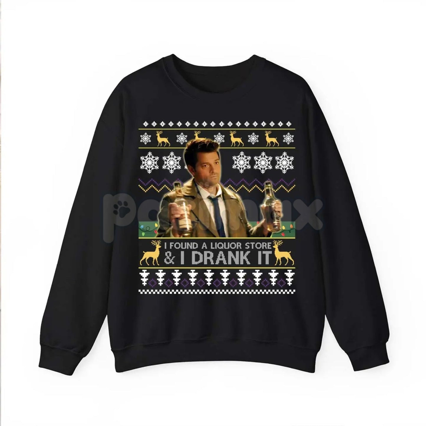 "I Found A Liquor Store And I Drank It" Ugly Sweater | Supernatural Moments Quote Funny Christmas Shirt | Dean Winchester Jumper