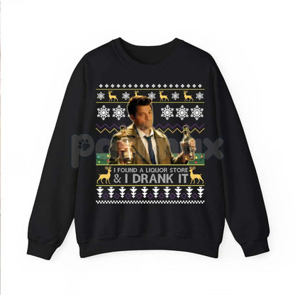 "I Found A Liquor Store And I Drank It" Ugly Sweater | Supernatural Moments Quote Funny Christmas Shirt | Dean Winchester Jumper