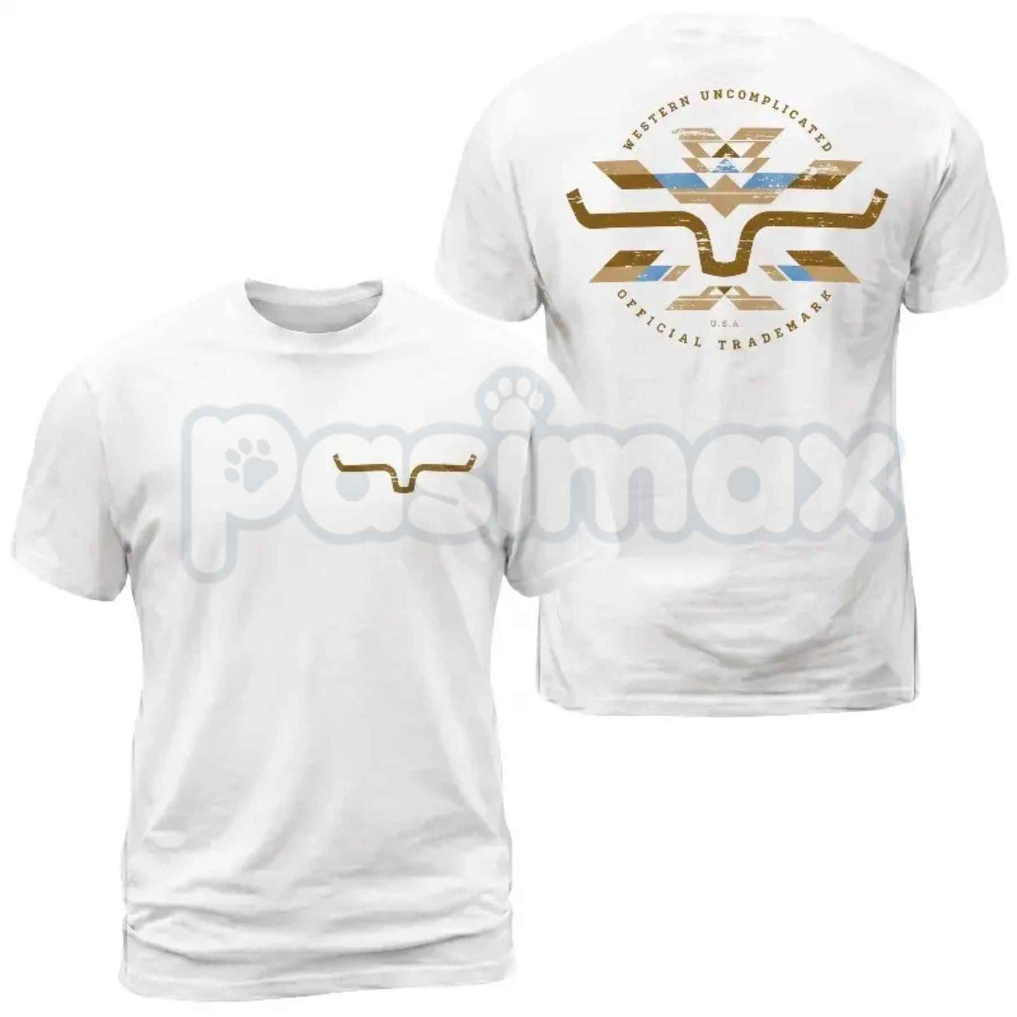 Kimes Ranch Horn Logo Aztec Print T-Shirt – Western Apparel Unisex Cotton Tee